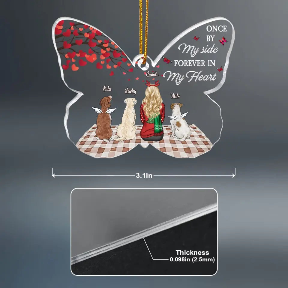 Once By My Side Forever In My Heart - Personalized Custom Mica Ornament - Christmas, Memorial Gift For Dog Mom, Dog Dad, Dog Lover, Dog Owner