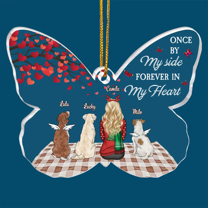 Once By My Side Forever In My Heart - Personalized Custom Mica Ornament - Christmas, Memorial Gift For Dog Mom, Dog Dad, Dog Lover, Dog Owner