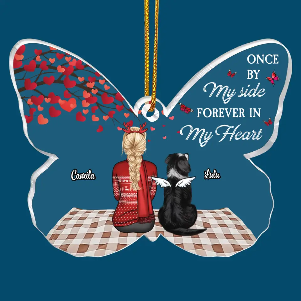 Once By My Side Forever In My Heart - Personalized Custom Mica Ornament - Christmas, Memorial Gift For Dog Mom, Dog Dad, Dog Lover, Dog Owner