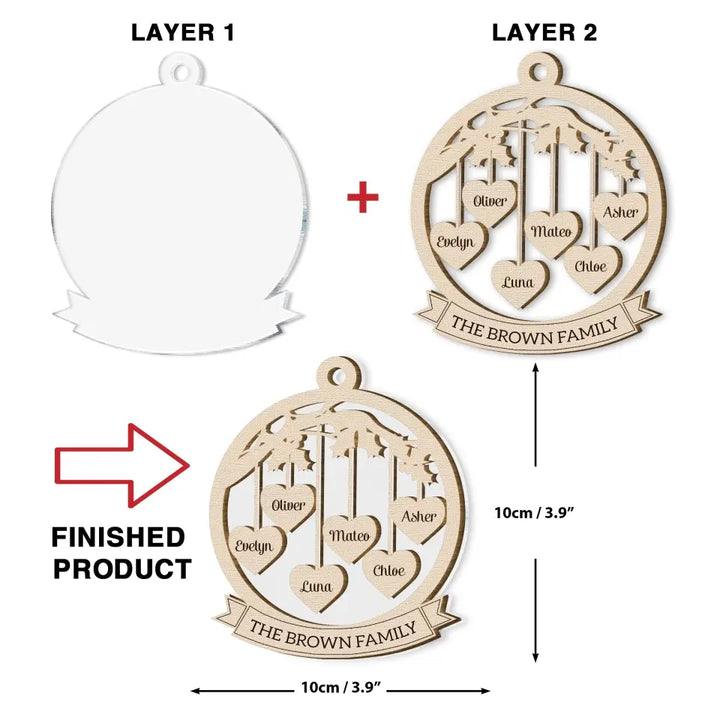 Christmas Family 2023 - Personalized Custom 2-Layer Mix Ornament - Christmas Gift For Grandma, Grandpa, Mom, Dad, Family Members