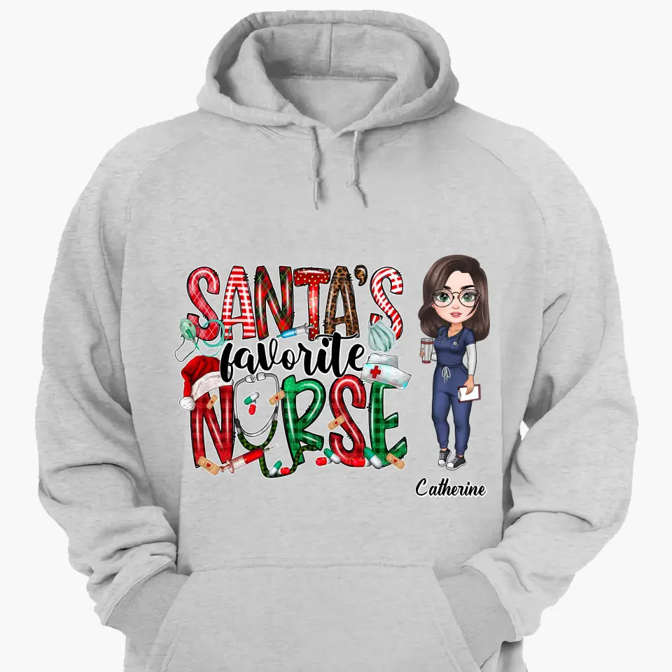 Santa Favourite Nurse - Personalized Custom T-shirt - Nurse's Day, Appreciation, Christmas Gift For Nurse