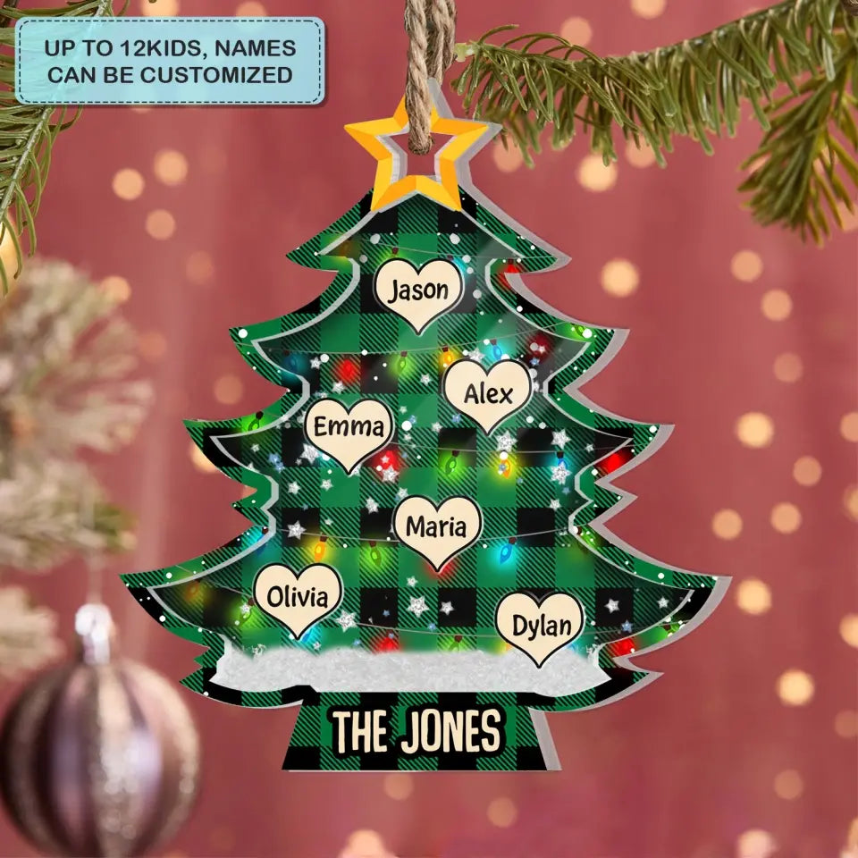 Family Christmas Tree - Personalized Custom 5-Layer Christmas Shaker Ornament - Christmas Gift For Family Members