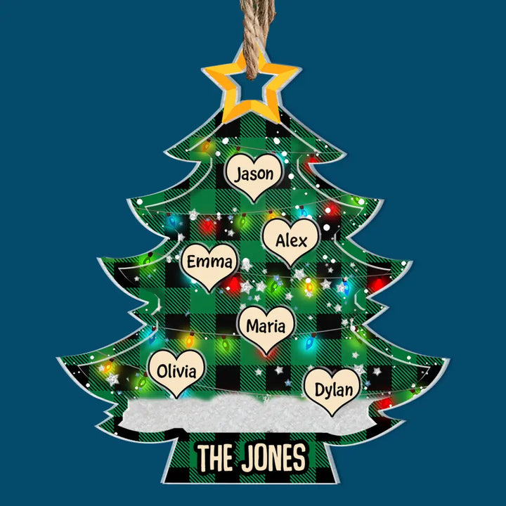 Family Christmas Tree - Personalized Custom 5-Layer Christmas Shaker Ornament - Christmas Gift For Family Members