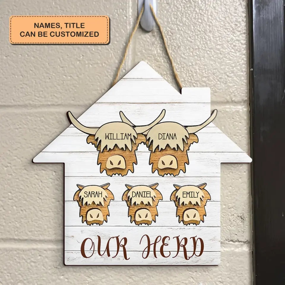 Our Herd - Personalized Custom Door Sign - Christmas Gift For Grandma, Mom, Dad, Grandpa, Family Members