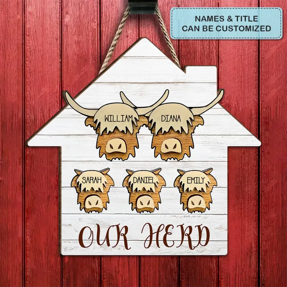 Our Herd - Personalized Custom Door Sign - Christmas Gift For Grandma, Mom, Dad, Grandpa, Family Members