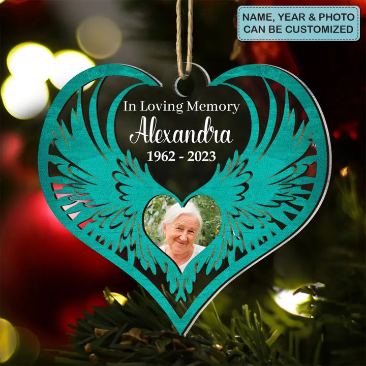 In Loving Memory - Personalized Custom 2-Layer Mix Ornament - Christmas, Memorial Gift For Grandma, Mom, Grandpa, Dad, Family Members