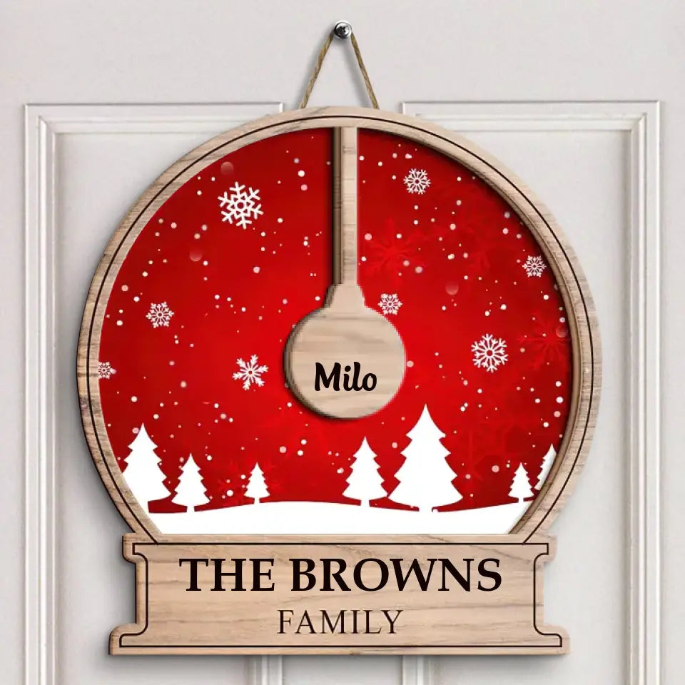Family Christmas - Personalized Custom Door Sign - Christmas Gift For Family Members