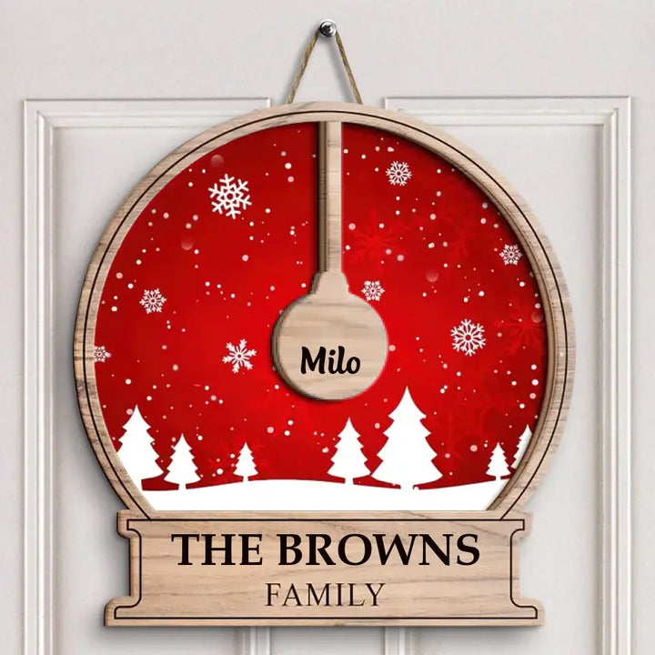 Family Christmas - Personalized Custom Door Sign - Christmas Gift For Family Members