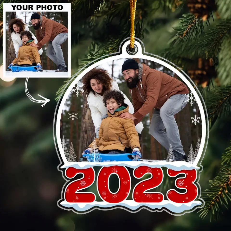 2023 Upload Photo - Personalized Custom Mica Ornament - Christmas Gift For Family Members