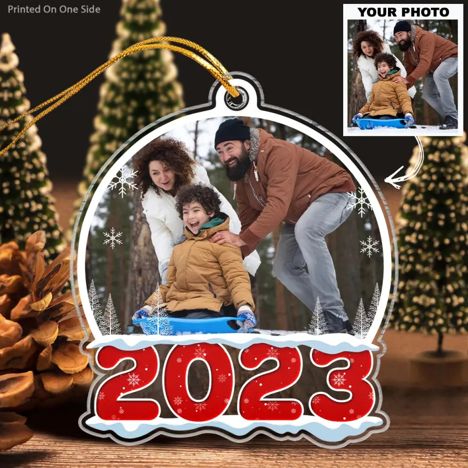 2023 Upload Photo - Personalized Custom Mica Ornament - Christmas Gift For Family Members