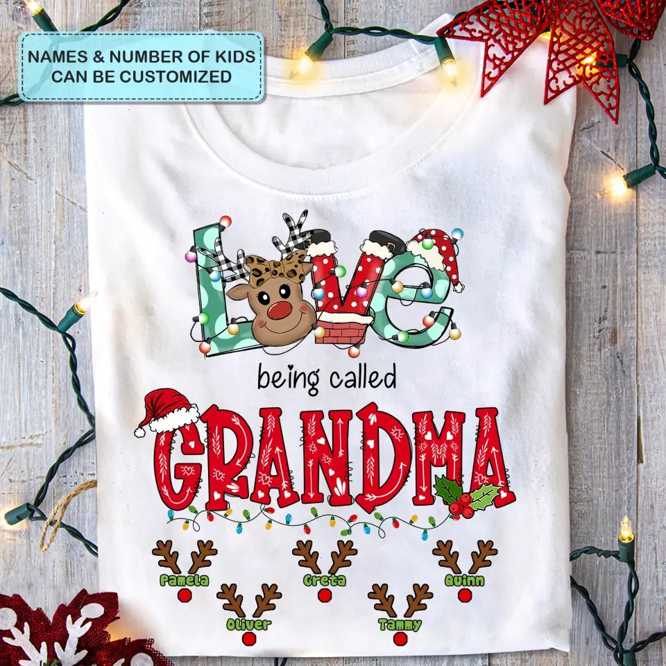 Christmas Reindeer Grandma - Personalized Custom T-shirt - Christmas Gift For Grandma, Mom, Family Members