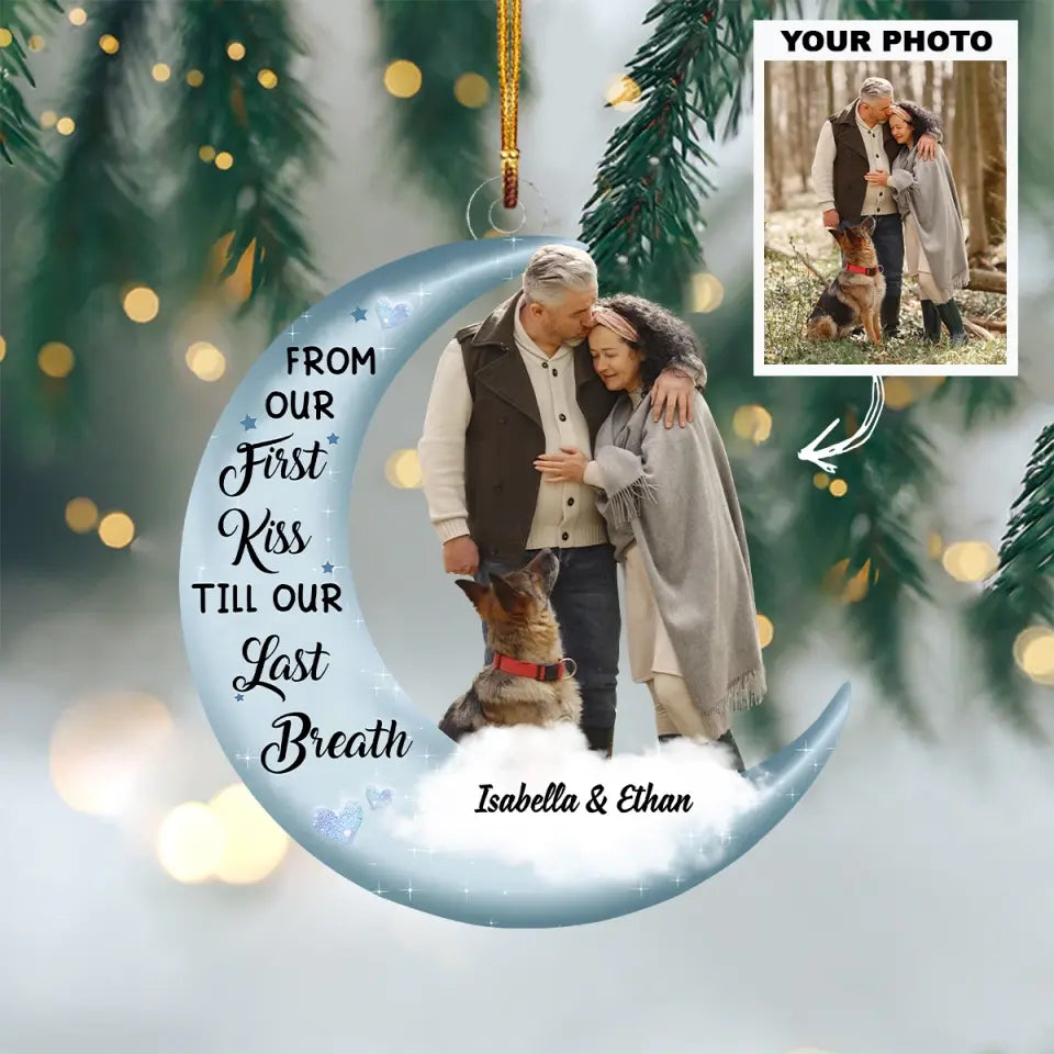 From Our First Kiss Till Our Last Breath - Personalized Custom Mica Ornament - Christmas Gift For Couple, Husband, Wife, Family Members AGCDM002