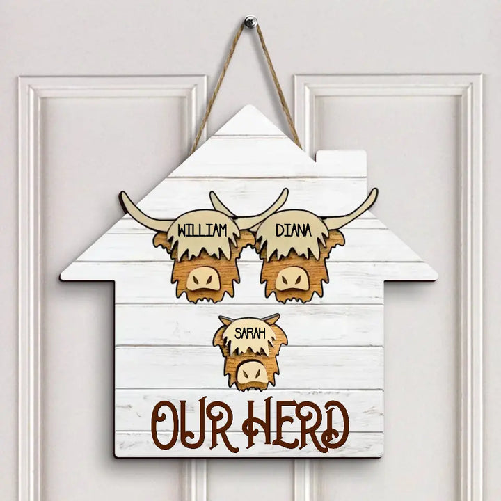 Our Herd - Personalized Custom Door Sign - Christmas Gift For Grandma, Mom, Dad, Grandpa, Family Members