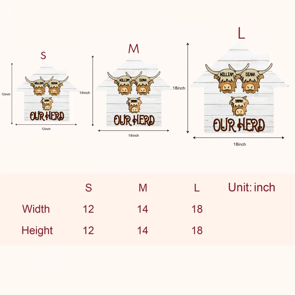 Our Herd - Personalized Custom Door Sign - Christmas Gift For Grandma, Mom, Dad, Grandpa, Family Members