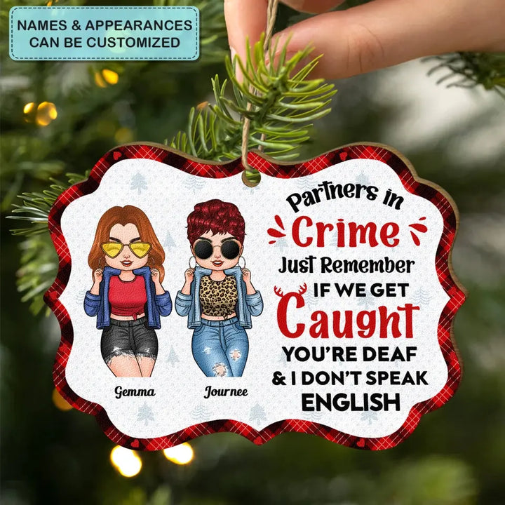 Partners In Crime - Personalized Wood Ornament - Christmas Gift For Friends, Besties