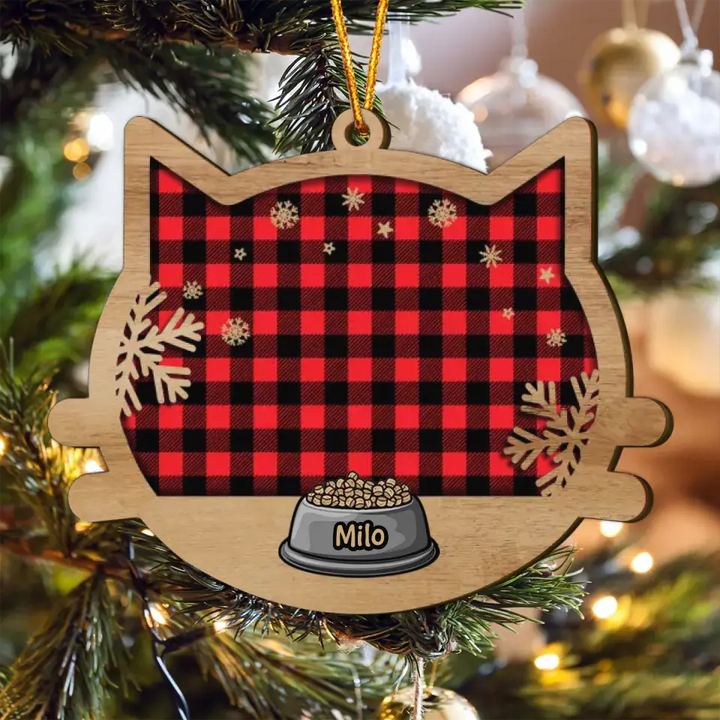 Happy Cat Dog On Christmas Day - Personalized Custom Layer Wood Ornament - Christmas Gift For Pet Mom, Pet Dad, Pet Lover, Pet Owner