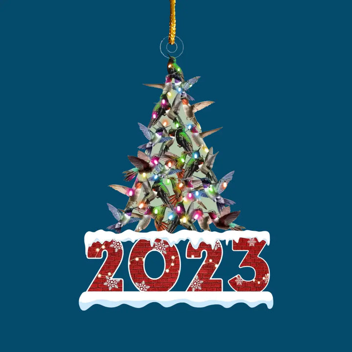 Hummingbird Christmas Tree - Personalized Custom Mica Ornament - Christmas Gift For Family Members