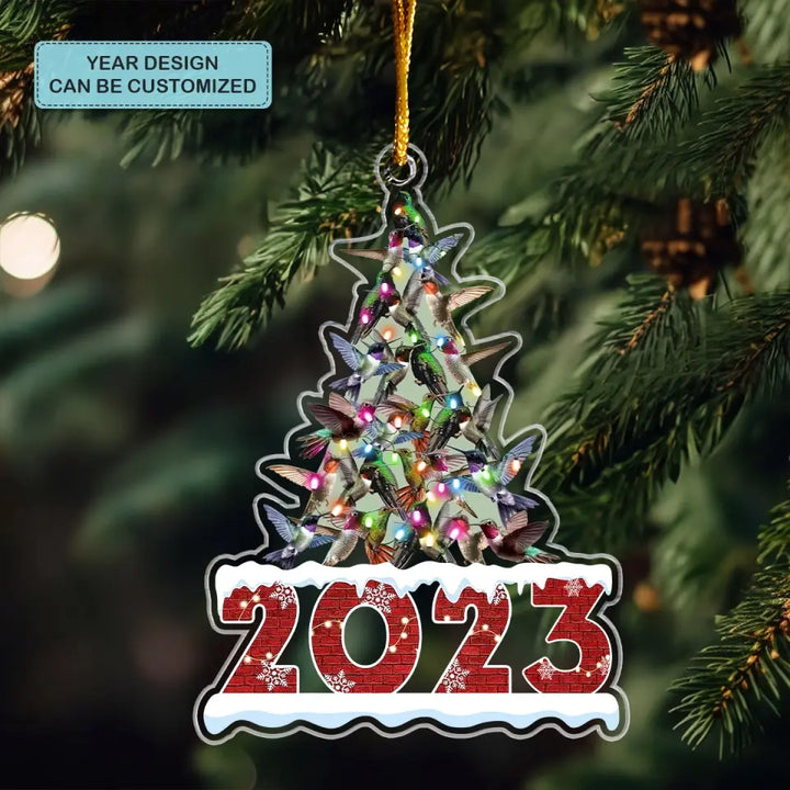 Hummingbird Christmas Tree - Personalized Custom Mica Ornament - Christmas Gift For Family Members