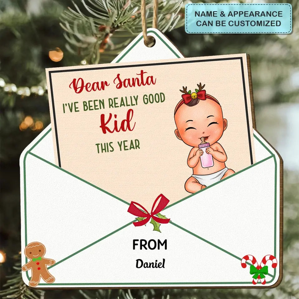 Dear Santa I've Been Really Good Kids - Personalized Custom Wood Ornament - Christmas Gift For Grandma, Mom