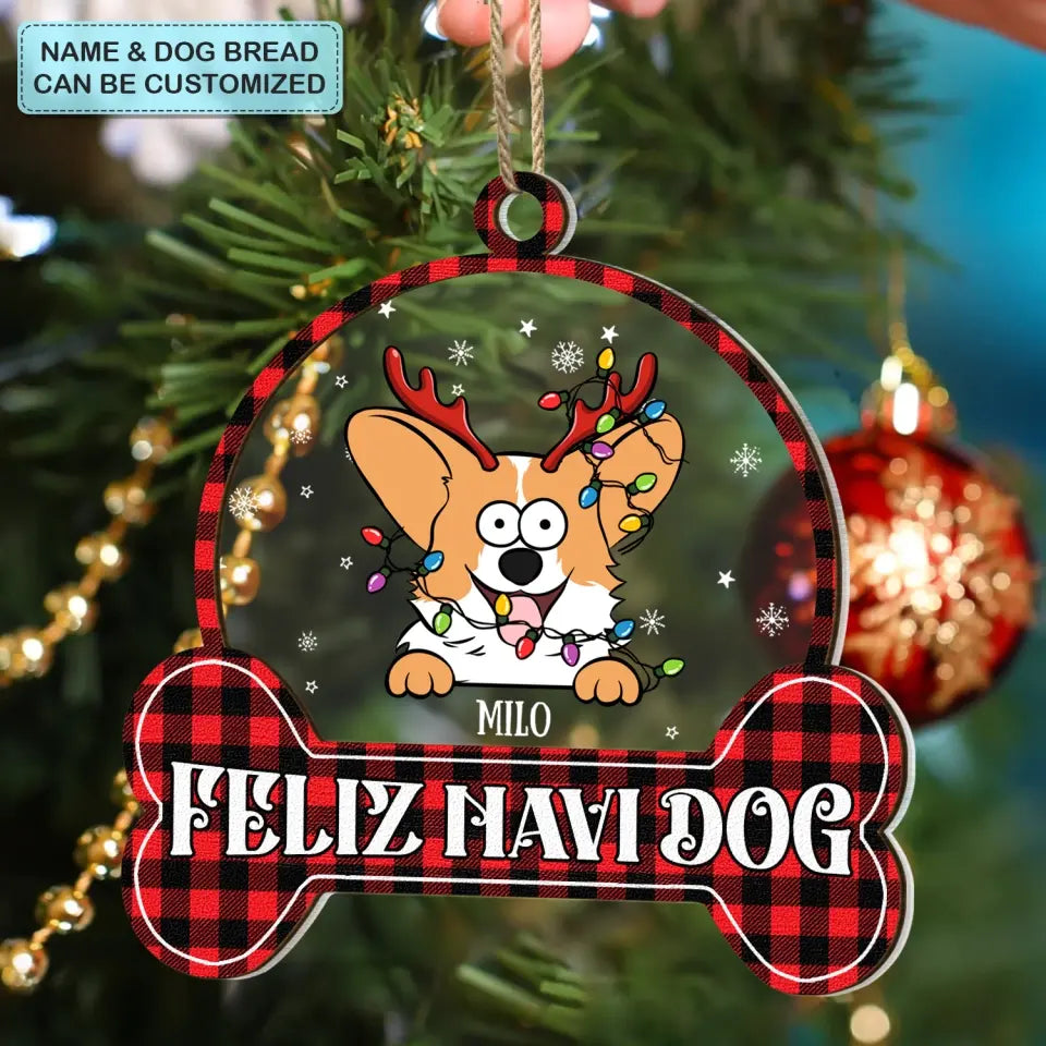 Feliz Navidog - Personalized Custom Layer Mix Ornament - Christmas Gift For Dog Mom, Dog Dad, Dog Lover, Dog Owner