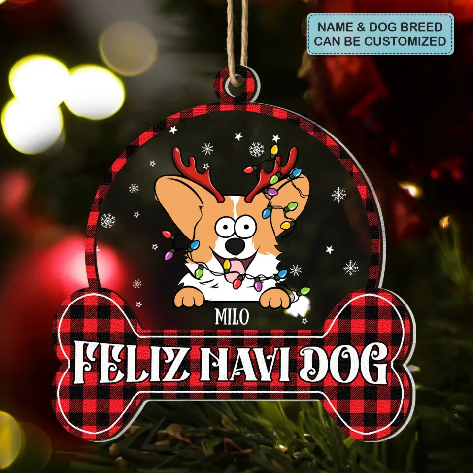 Feliz Navidog - Personalized Custom Layer Mix Ornament - Christmas Gift For Dog Mom, Dog Dad, Dog Lover, Dog Owner