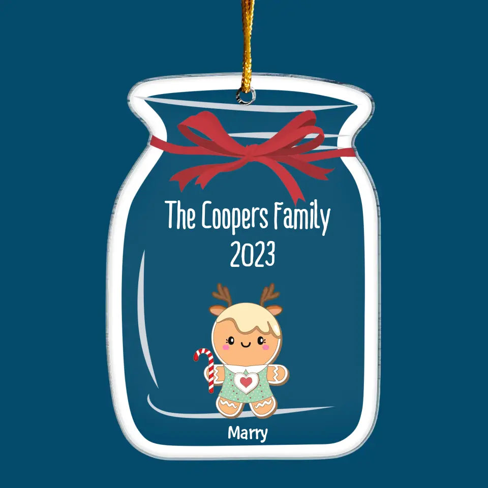 Gingerbread Mason Jar Family - Personalized Custom Mica Ornament - Christmas Gift For Family Members