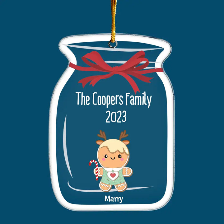 Gingerbread Mason Jar Family - Personalized Custom Mica Ornament - Christmas Gift For Family Members