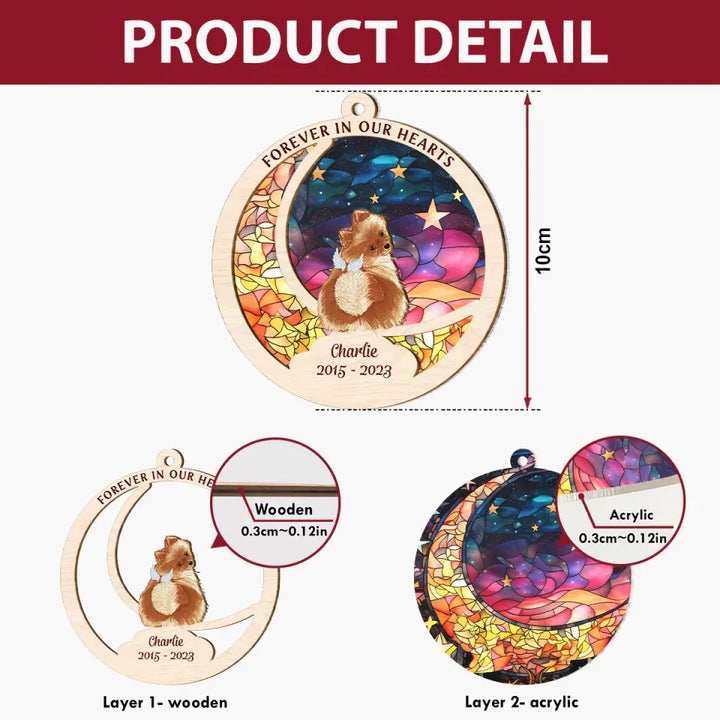 Forever In Our Hearts - Personalized Custom Suncatcher Layer Mix Ornament - Memorial Dog