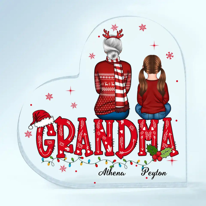 Nana Christmas - Personalized Custom Heart-shaped Acrylic Plaque - Christmas Gift For Grandma, Mom