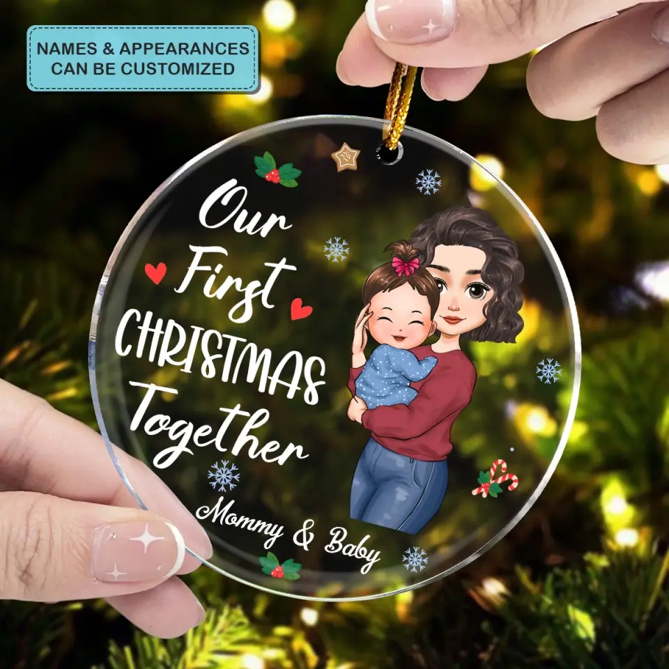 Our First Christmas With My Baby - Personalized Custom Mica Ornament - Christmas Gift For Mom, Family Members
