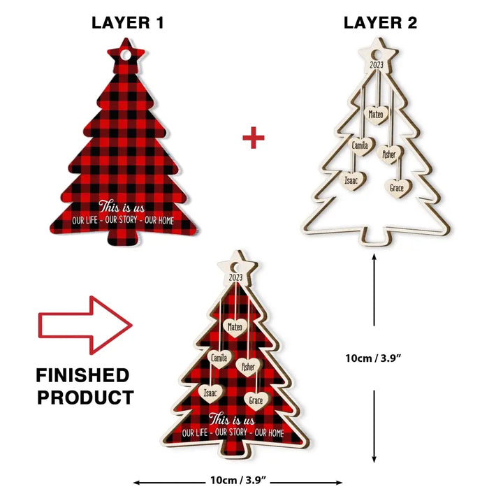 This Is Us - Personalized Custom Layer Wood Ornament - Christmas Gift For Family Members