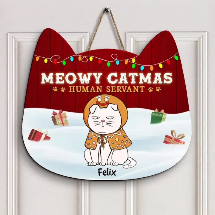 Meowy Catmas - Personalized Custom Door Sign - Christmas Gift For Cat Lover, Cat Owner, Cat Mom, Cat Dad