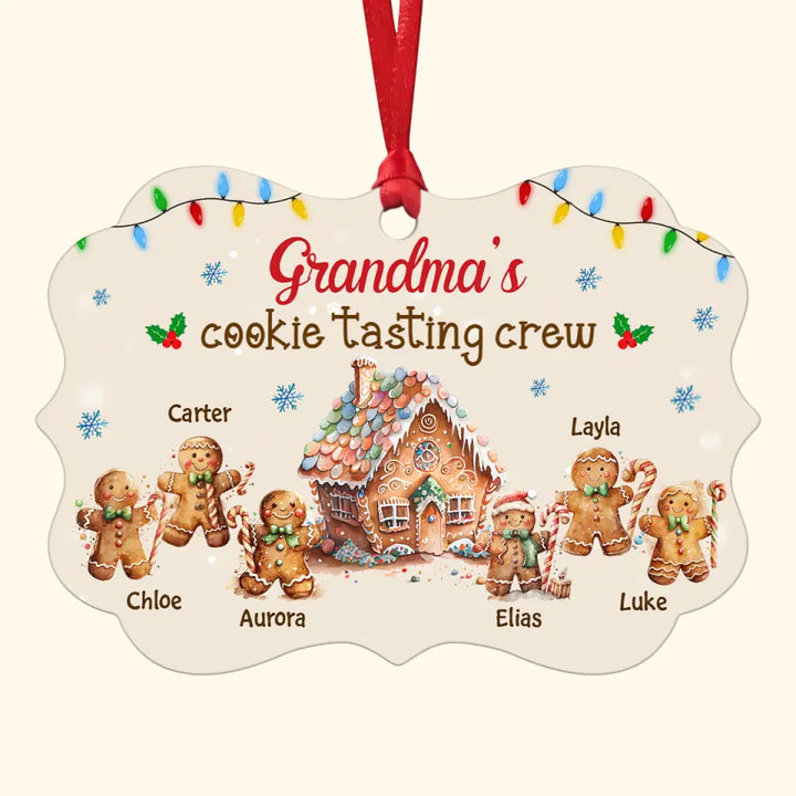 Grandma's Cookie Tasting Crew - Personalized Custom Aluminium Ornament - Christmas Gift For Grandma, Mom, Family Members
