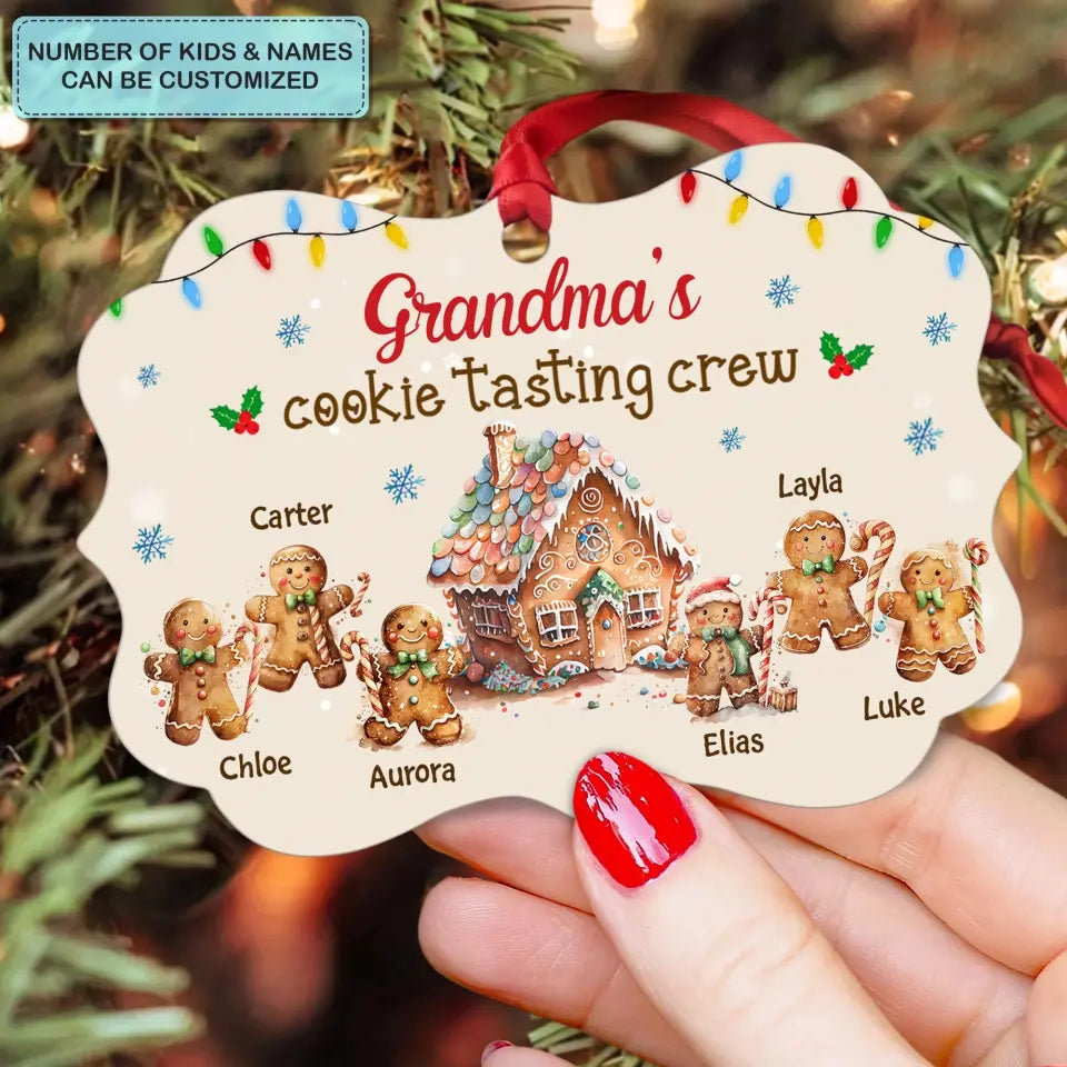 Grandma's Cookie Tasting Crew - Personalized Custom Aluminium Ornament - Christmas Gift For Grandma, Mom, Family Members