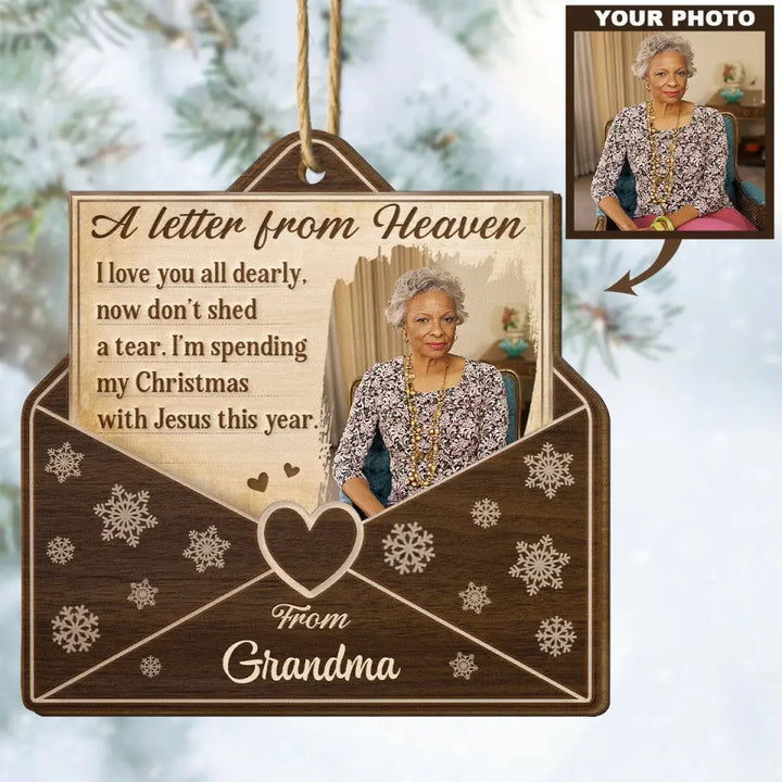 A Letter From Heaven - Personalized Custom Wood Ornament - Christmas, Memorial Gift For Family Members