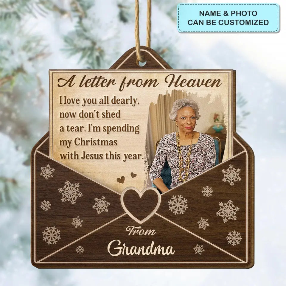 A Letter From Heaven - Personalized Custom Wood Ornament - Christmas, Memorial Gift For Family Members