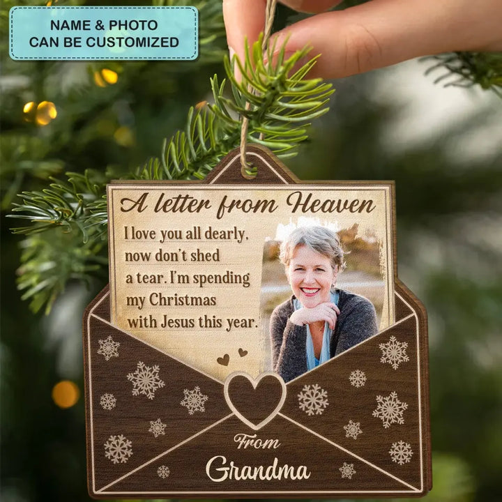 A Letter From Heaven - Personalized Custom Wood Ornament - Christmas, Memorial Gift For Family Members