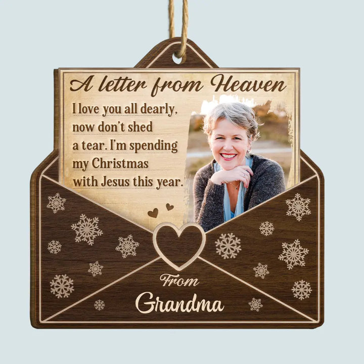 A Letter From Heaven - Personalized Custom Wood Ornament - Christmas, Memorial Gift For Family Members