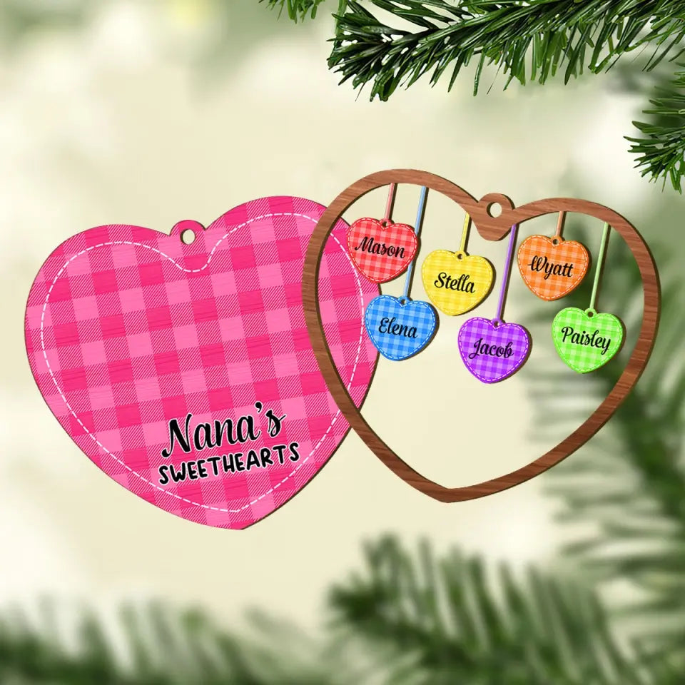 Grandma's Sweethearts - Personalized Custom Layer Wood Ornament - Christmas Gift For Grandma, Mom, Family Members