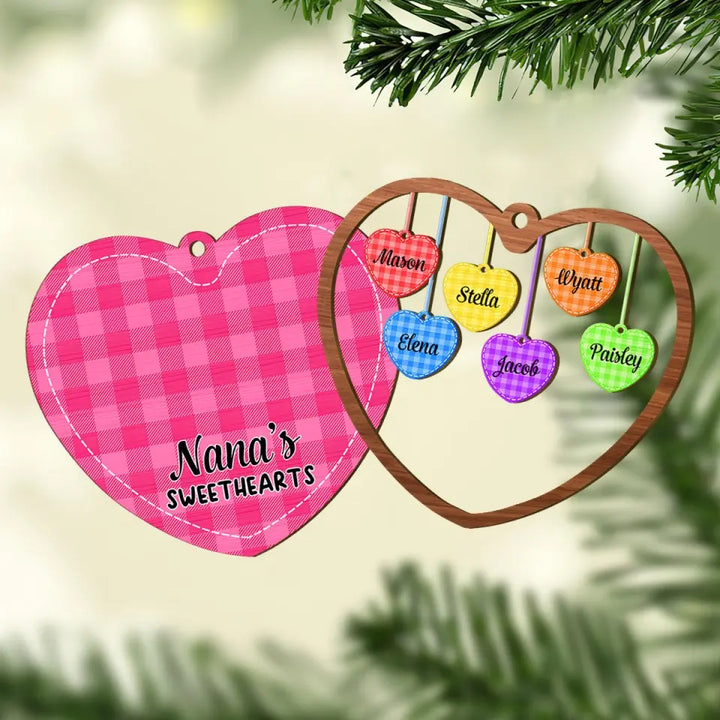 Grandma's Sweethearts - Personalized Custom Layer Wood Ornament - Christmas Gift For Grandma, Mom, Family Members