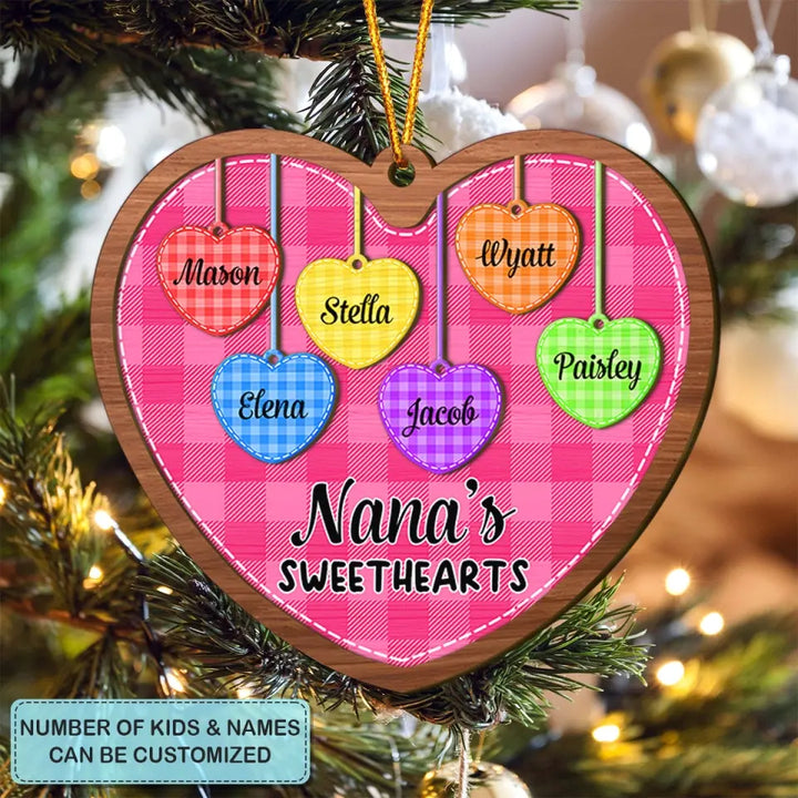Grandma's Sweethearts - Personalized Custom Layer Wood Ornament - Christmas Gift For Grandma, Mom, Family Members