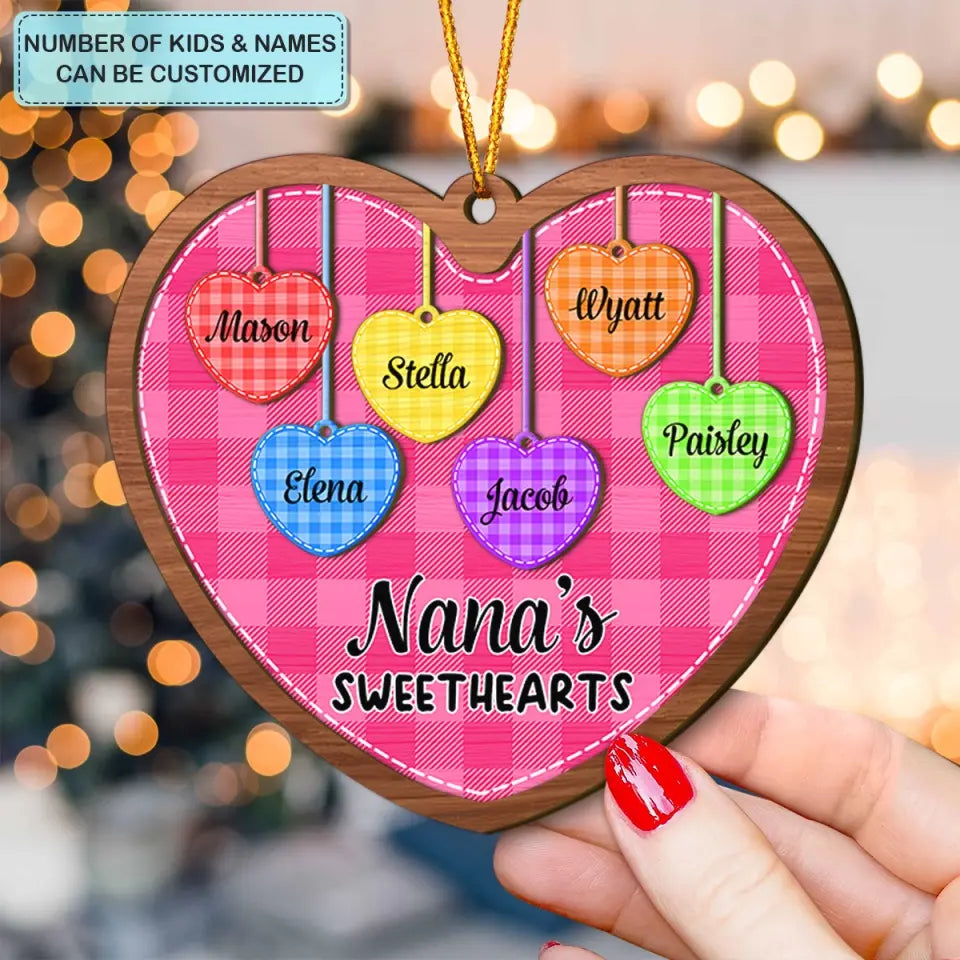 Grandma's Sweethearts - Personalized Custom Layer Wood Ornament - Christmas Gift For Grandma, Mom, Family Members