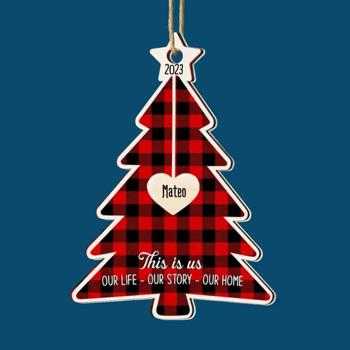 This Is Us - Personalized Custom Layer Wood Ornament - Christmas Gift For Family Members