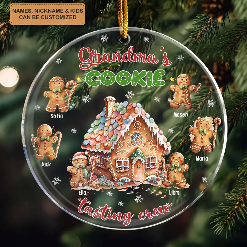 Grandma's Cookie Tasting Crew - Personalized Custom Mica Ornament - Christmas Gift For Grandma, Mom, Family Members