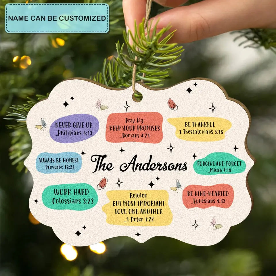 Personalized Christian Family Gift - Custom Wood Ornament - Christmas Gift For Family Members