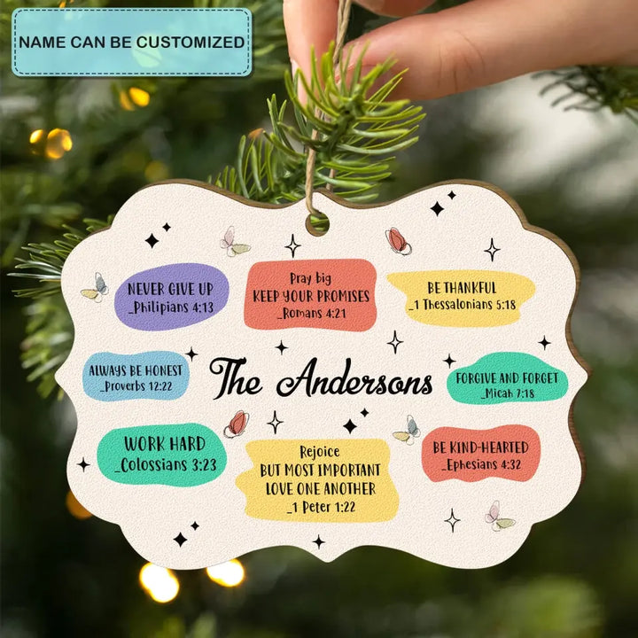 Personalized Christian Family Gift - Custom Wood Ornament - Christmas Gift For Family Members