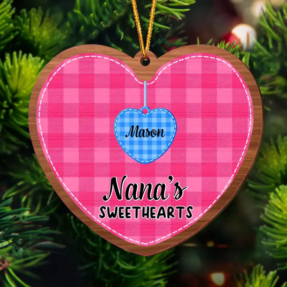 Grandma's Sweethearts - Personalized Custom Layer Wood Ornament - Christmas Gift For Grandma, Mom, Family Members