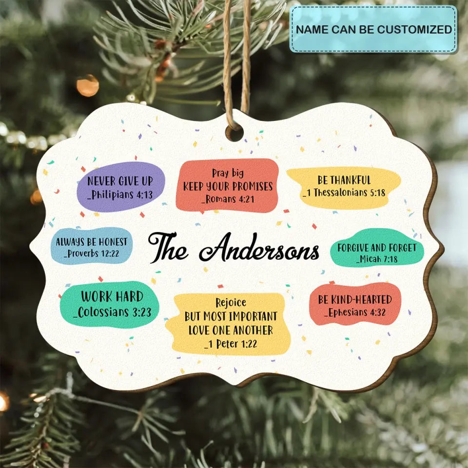 Personalized Christian Family Gift - Custom Wood Ornament - Christmas Gift For Family Members