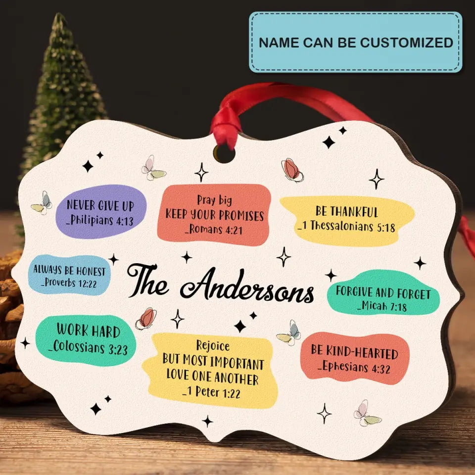 Personalized Christian Family Gift - Custom Wood Ornament - Christmas Gift For Family Members