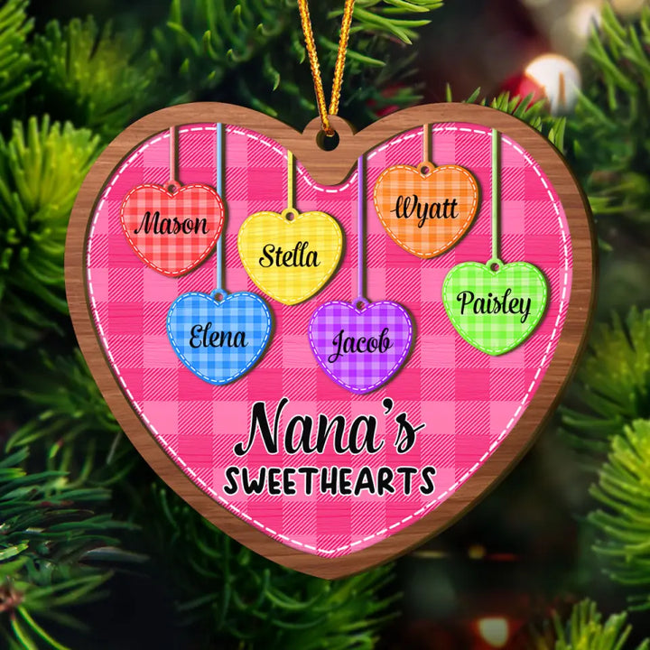 Grandma's Sweethearts - Personalized Custom Layer Wood Ornament - Christmas Gift For Grandma, Mom, Family Members